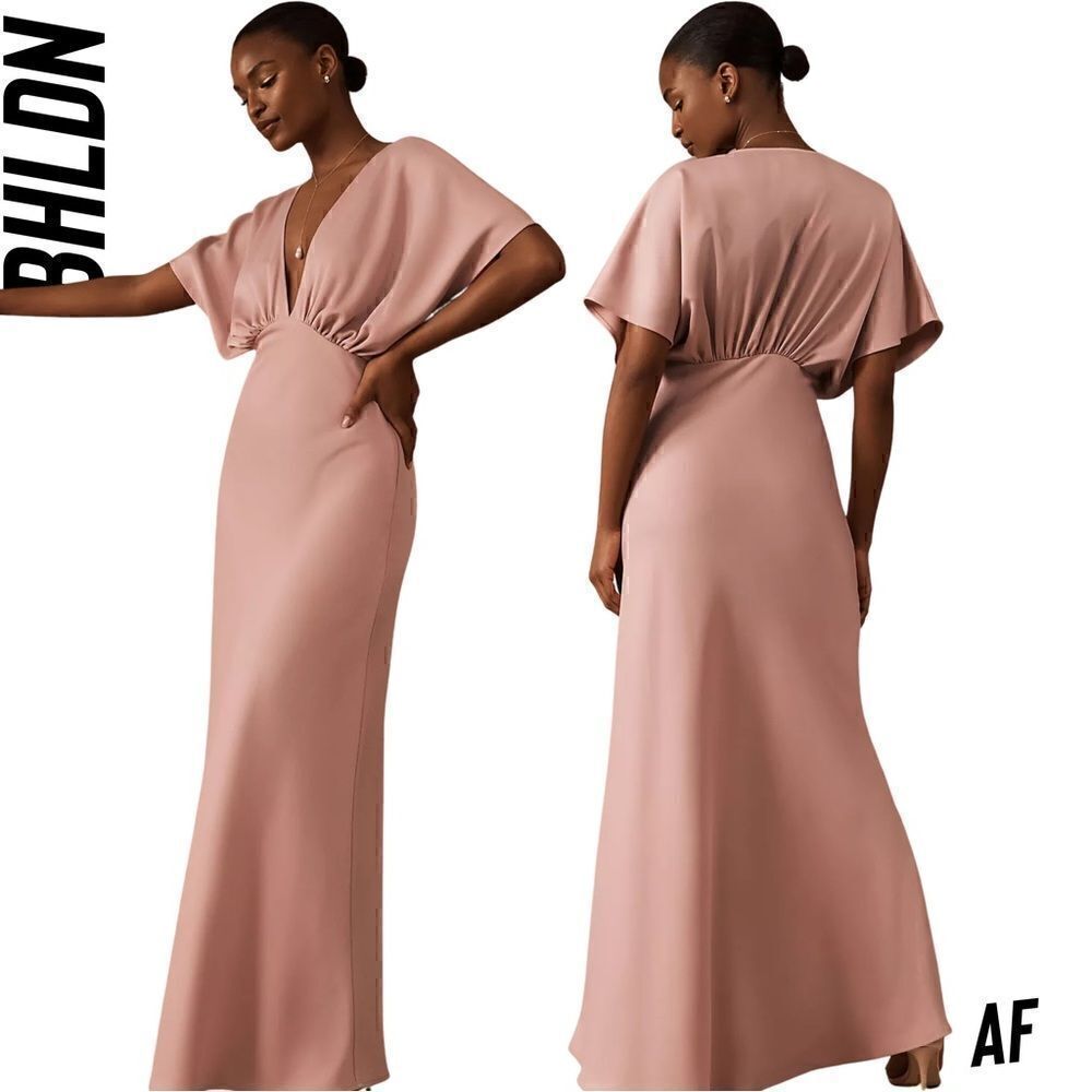 BHLDN LEILIA SATIN CHARMEUSE MAXI DRESS IN PINK NWT SIZE 8